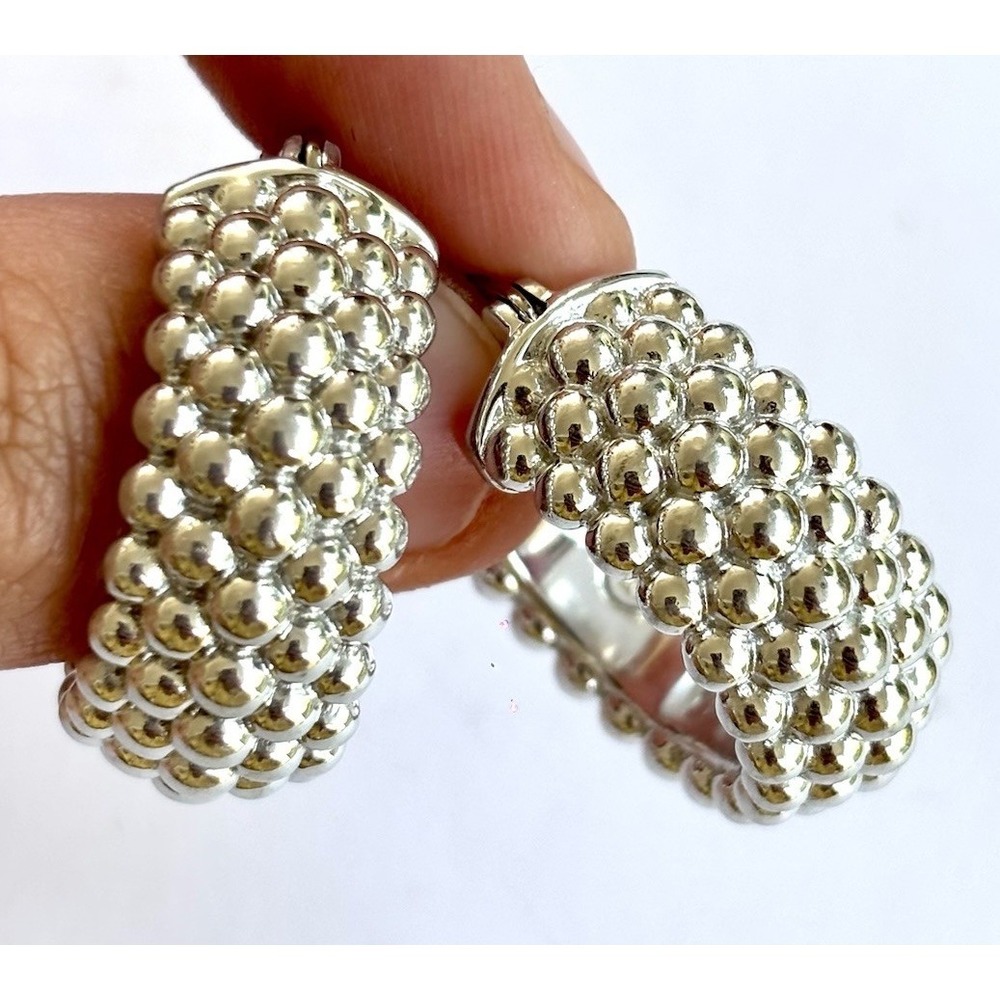 Arthur Court Aluminum Hoop Earrings 1.1 In Dot Texture Discontinued Jewelry